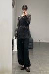 SWAYING/KNIT mohair hollow floral pullover (with suspenders) SW23AW1T51 dark gray PS64